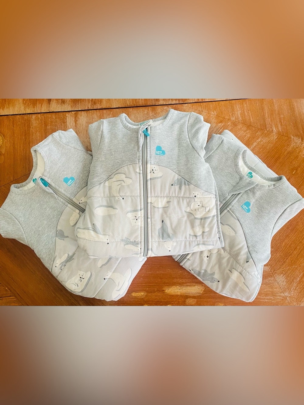 Love to Dream Gray Quilted Polar Bear 3.5 tog sleep sack bundle